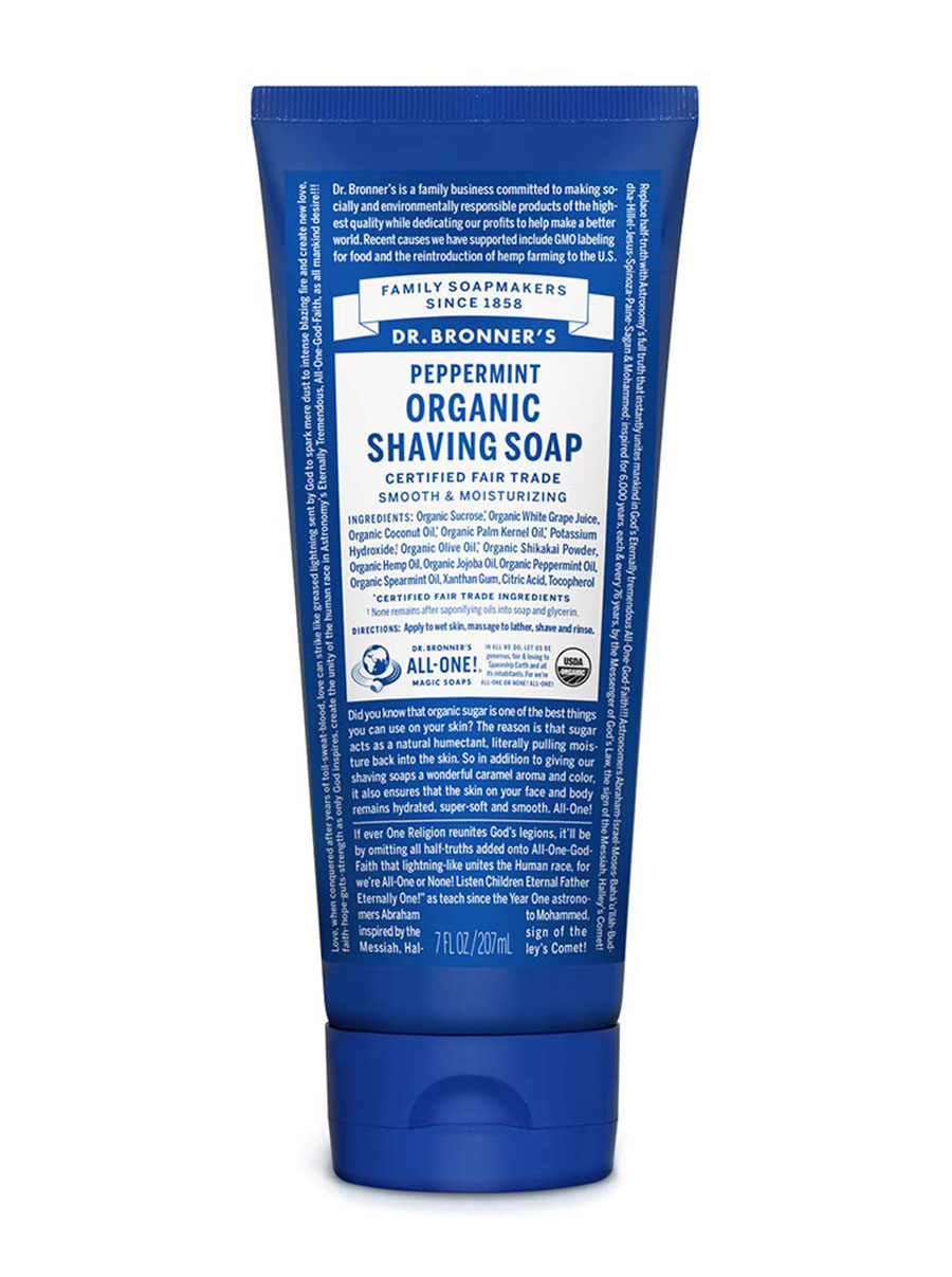 dr bronners organic shaving soap in peppermint
